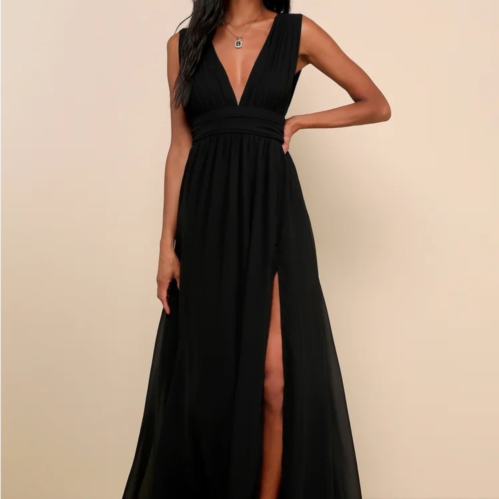Lulu's Classic Black Backless Dress - Picture 1 of 5